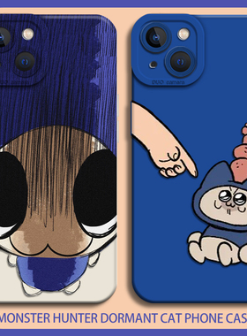 呆猫手机壳适用一加ace5怪物猎人3艾露猫iqoo13pro卡通2趣味1+12搞怪10猫咪neo9男8/7/6se/11s/10r/15/6/vivo