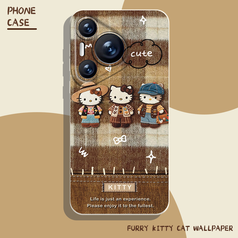 适用华为手机壳毛绒kitty