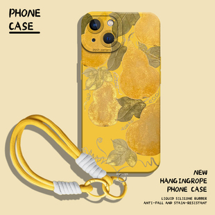金色葫芦手机壳适用苹果17带挂绳iphone16promax黄色15发财14plus招财13mini国风12秋冬11新款8p新年7女xs/xr