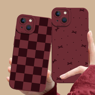 新款手机壳秋冬酒红色