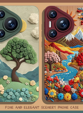 山川花朵手机壳适用华为pura70新款nova13唯美mate60pro风景p50高级感40小众30春天12情侣11/10/9荣耀300/200