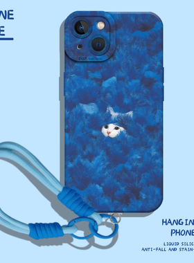 适用苹果17手机壳iphone16promax躲猫猫15plus带挂绳14pro毛绒13mini蓝色12猫咪11小猫8p可爱7新款xs硅胶xr/x