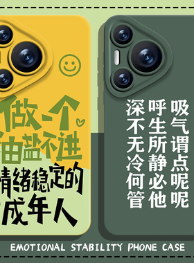 情绪稳定手机壳适用华为pura80新款nova14佛系mate70pro不要生气p60文字50小众40高级13/12/30/11荣耀300/200