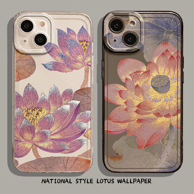 适用小米红米手机壳国风荷花