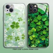四叶草手机壳适用苹果16好运iphone15promax幸运14plus小清新13mini治愈系12正念11绿色8p小众7高级xs男xr女x