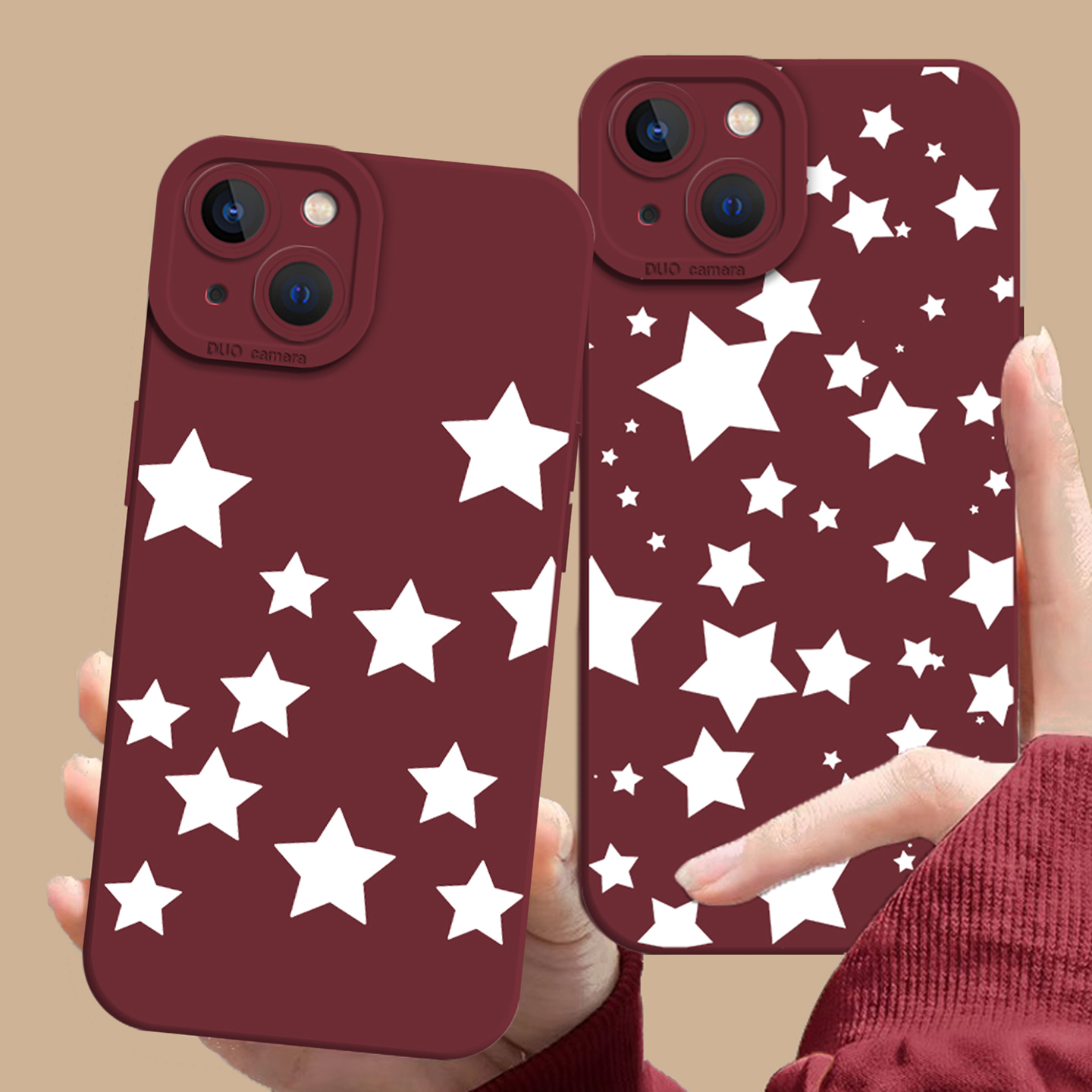 星星手机壳红色新款带挂绳