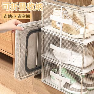 家用大容量床底收纳箱鞋 架免安装 可折叠钢架防尘鞋 架床底放鞋