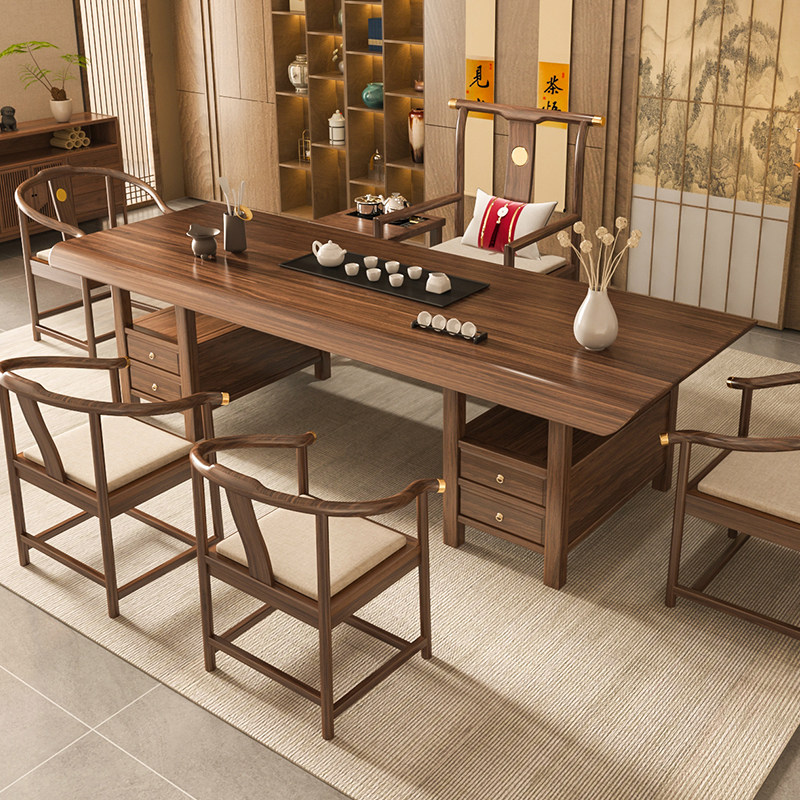 茶木人生乌金木大板茶桌茶台家用办公室客厅新中式实木高端小茶几
