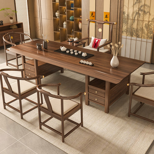 茶木人生乌金木大板茶桌茶台家用办公室客厅新中式实木高端小茶几