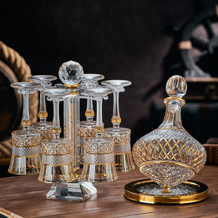 法式情迷描金红酒杯套装醒酒器家用轻奢高档水晶玻璃高级感高脚杯