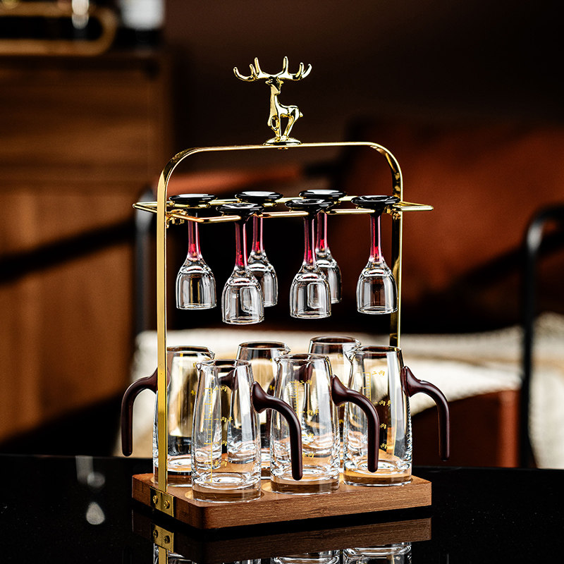 高档红领结白酒杯分酒器套装家用轻奢水晶玻璃精致高级感一口杯子,餐饮具,白酒杯,淘宝优惠券,粉丝福利购,淘宝优惠卷