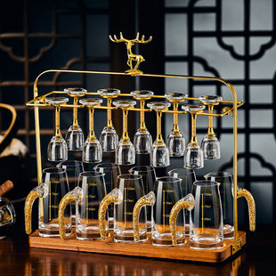 水晶玻璃白酒杯轻奢高档套装家用小高脚一口杯二两分酒器创意酒具