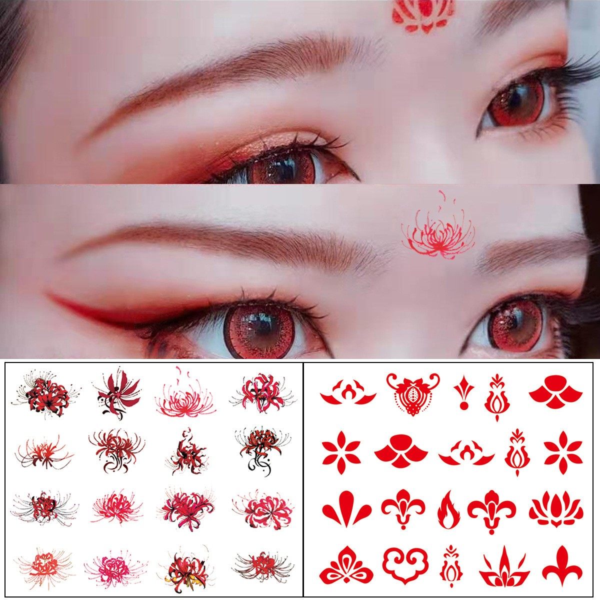 额头眉心贴彼岸花女花钿额贴美人印花宝宝儿童假纹身贴纸古装汉服