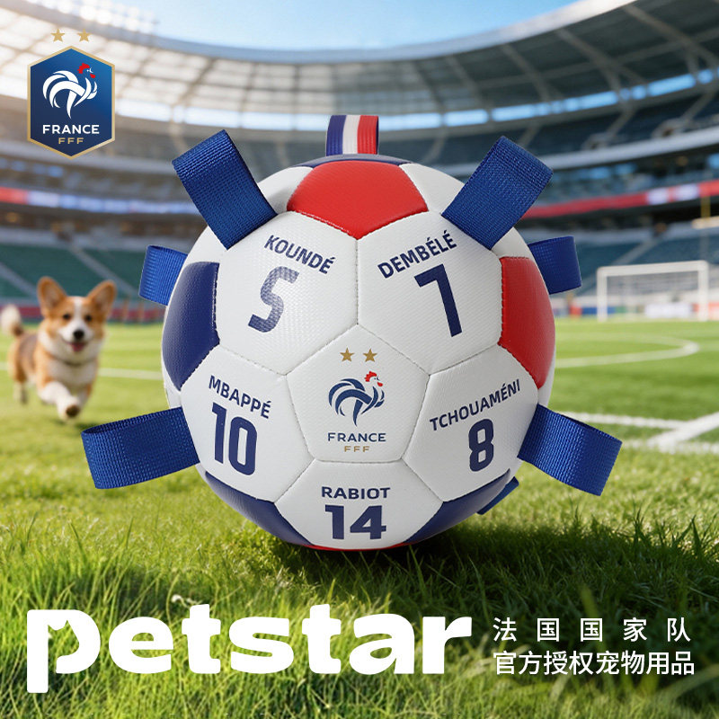 【petstar&世界杯联名】法国队狗狗玩具足球互动玩具耐咬训练用