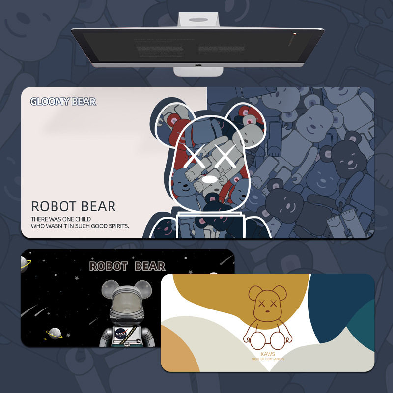 七叶草暴力熊大号鼠标垫桌垫加厚锁边键盘垫网红同款种草公仔创意