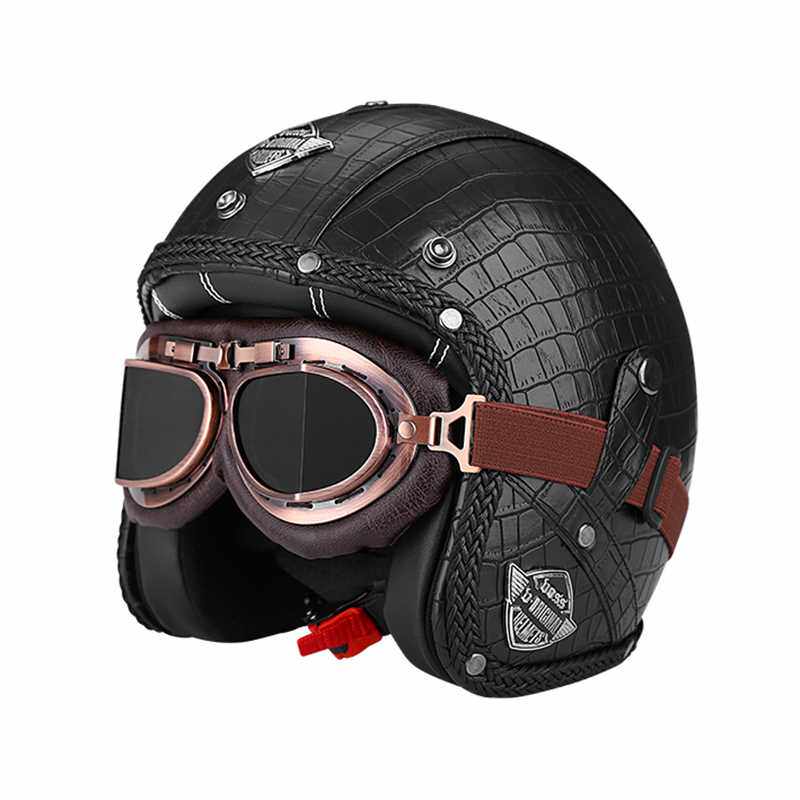 新款voss哈雷复古头盔男女巡航摩托车机车安全帽个性电动车3/4盔