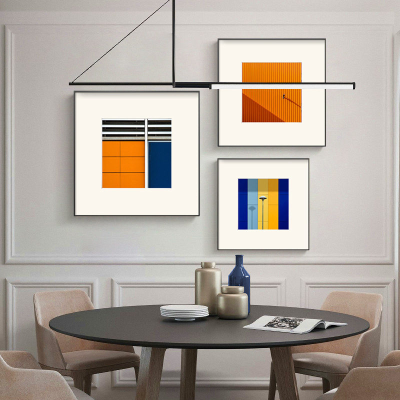 供应蒙德里安超前卫装饰画 青橙色卡纸挂画 现代抽象设计师样板画