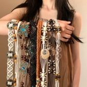 复古民族风腰链女川西新疆旅游穿搭配饰百搭收腰显瘦腰带小众编织