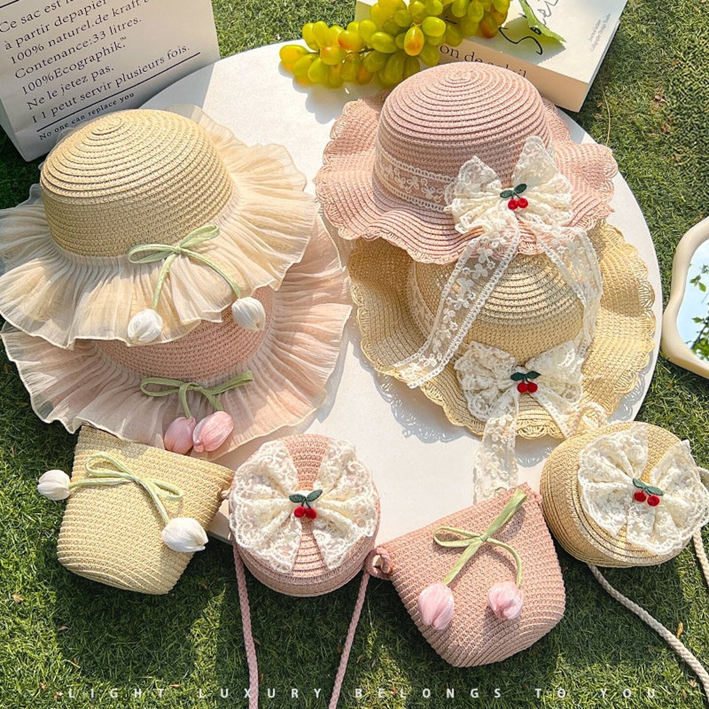 女童森系草编帽子女孩户外出游遮阳帽防晒太阳帽儿童草帽可爱拍照