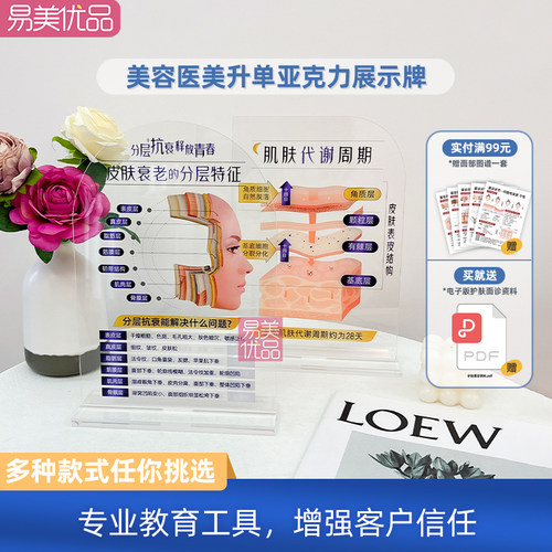 美容展示牌立牌分层抗衰肌肤结构亚克力医学面部皮肤解剖知识医美