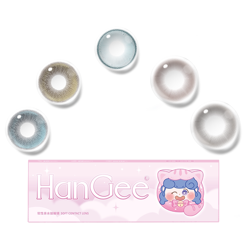 韩姬儿HanGee打碎高光美瞳无锁边大直径日抛10片蓝色彩色隐形眼镜