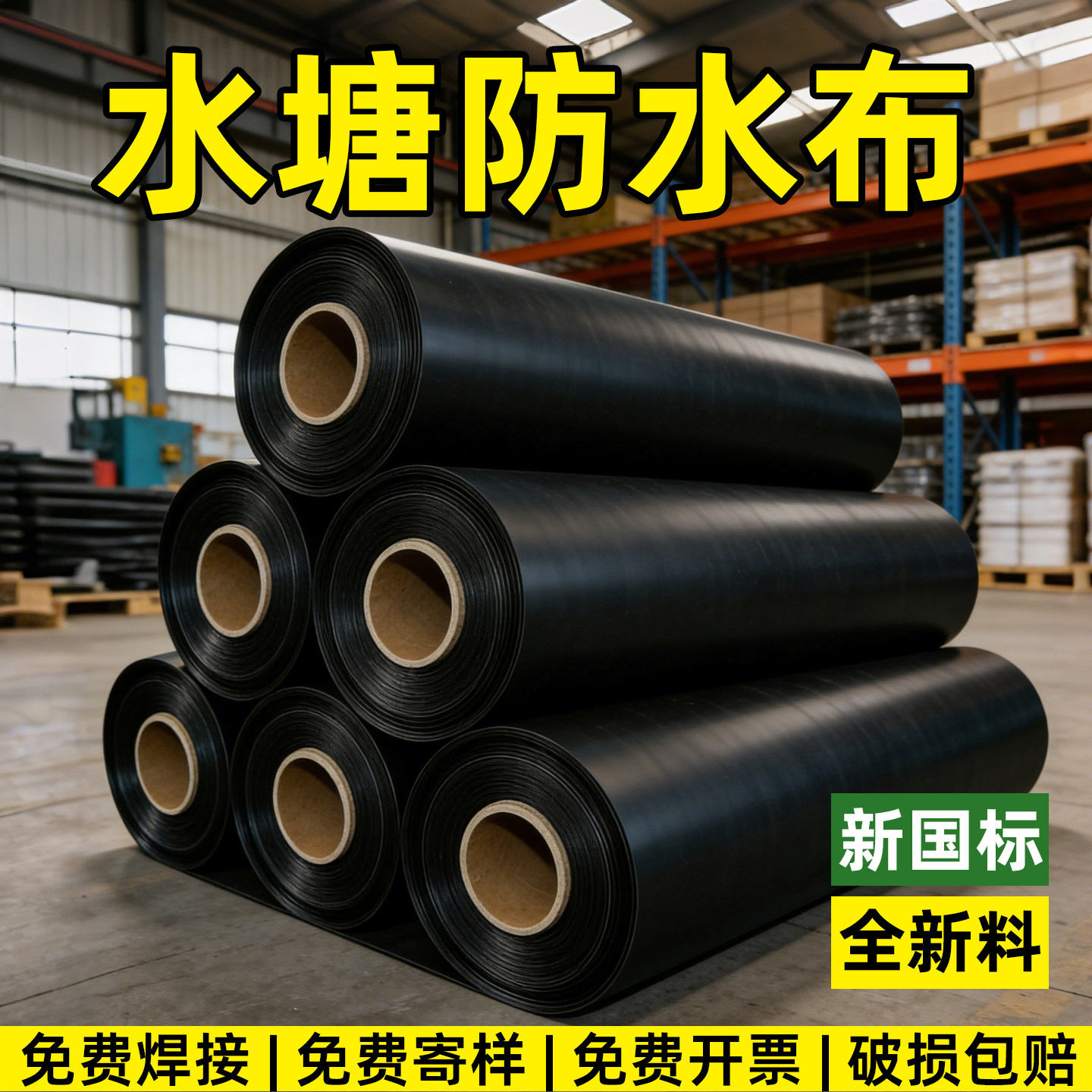 水塘防水布hdpe土工膜鱼塘防渗膜屋顶专用防水布黑色塑料薄膜油纸