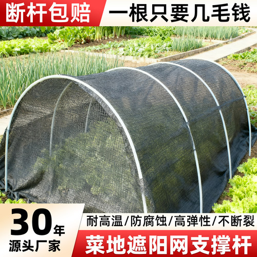 菜地黑色遮阳网支撑杆农用小拱棚支架蔬菜保温棚玻璃纤维新型拱杆