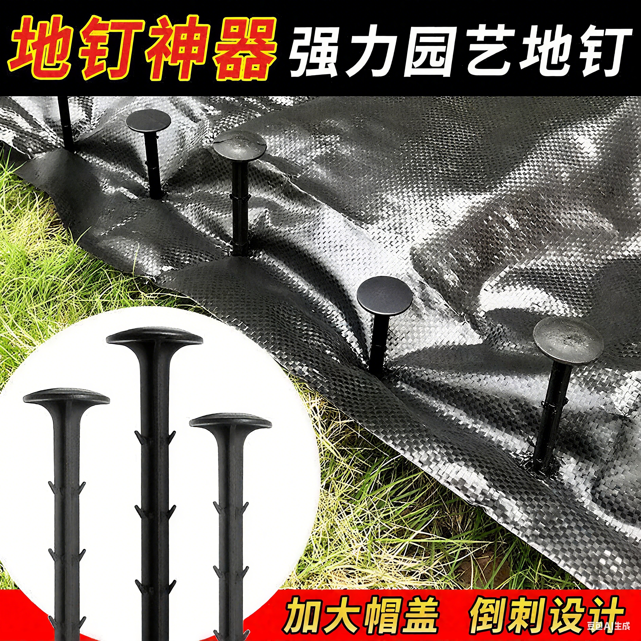 果树拉枝地插防草布地钉土壤保湿布塑料钉园艺地布地膜用固定神器