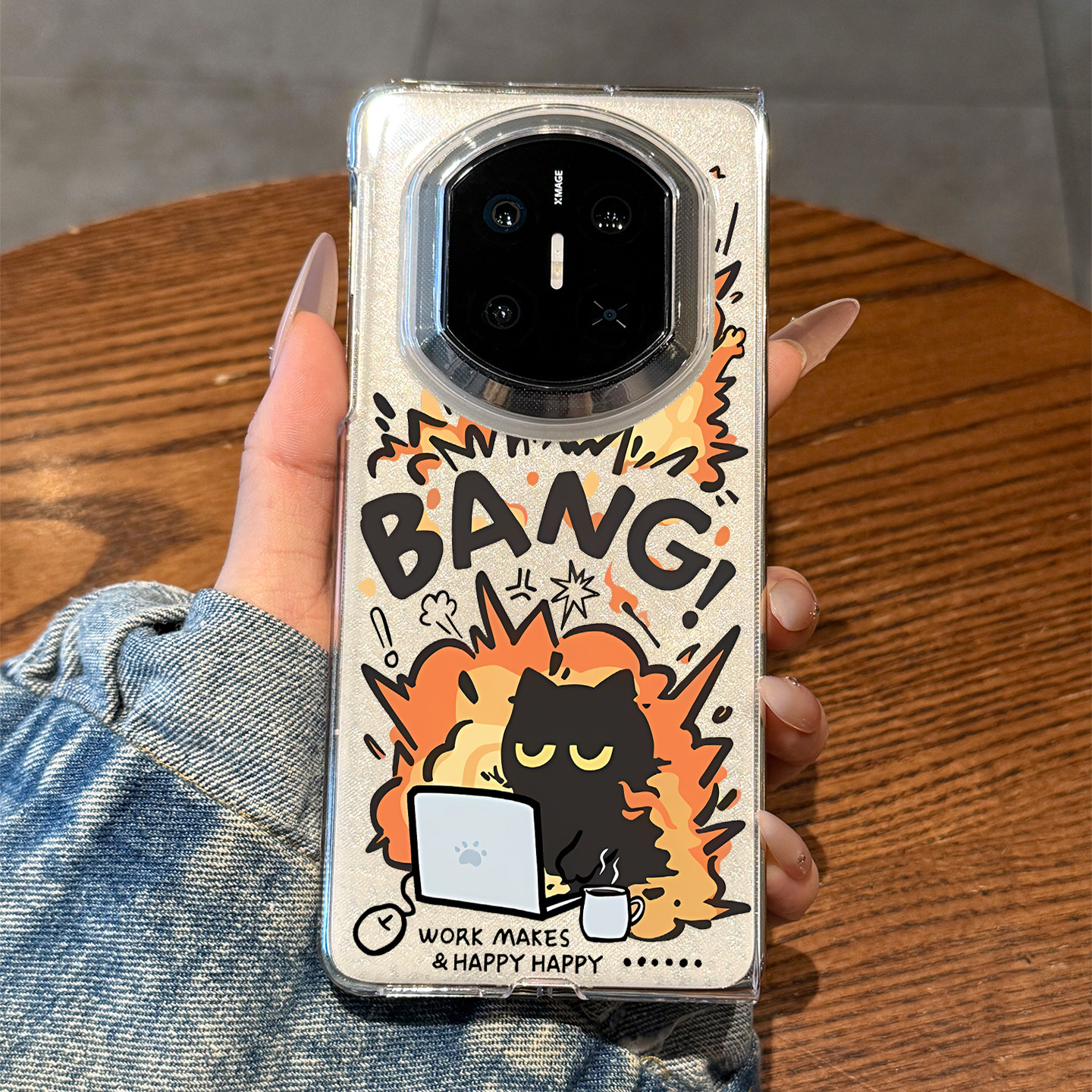 适用于华为折叠屏手机壳bang黑猫