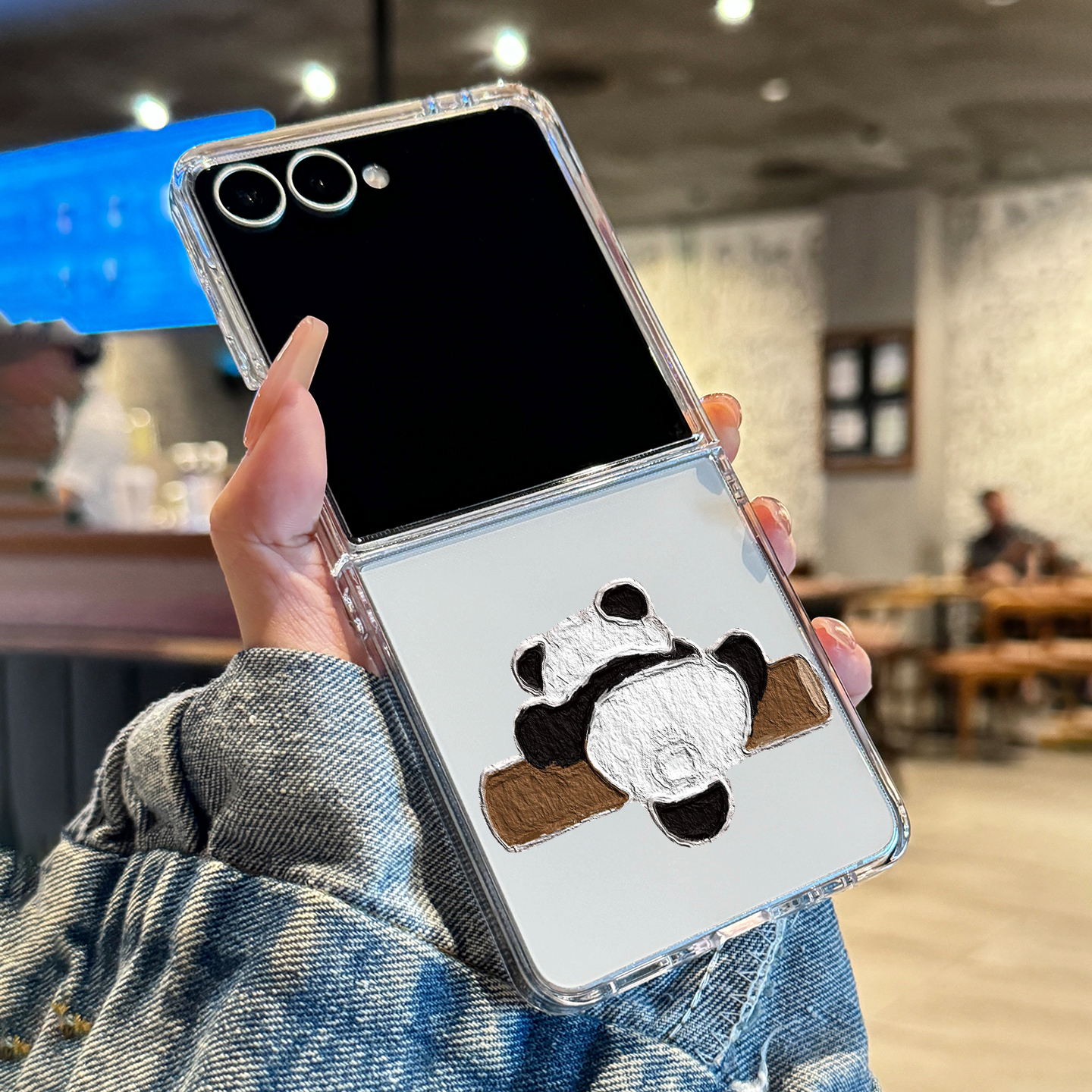 适用三星zflip7情侣熊猫手机壳