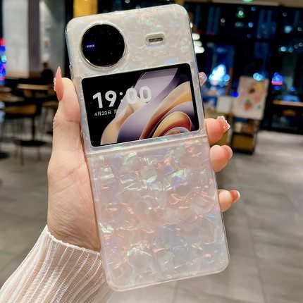 拾壳适用vivoxflip手机壳新款折叠屏vivo xflip炫彩贝壳纹硅胶保护套vivoXFlip防摔壳vivo x flip时尚个性女
