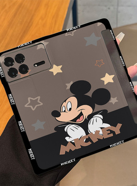 拾壳适用小米mixfold4手机壳新款防摔黑色星星米奇mixfold3折叠屏卡通MIX皮套fold4美式翻盖保护套fold3女款2