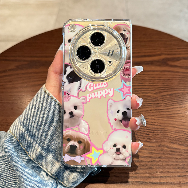 适用oppofindn3手机壳新款findn3可爱小狗保护套折叠屏find高级感透明N3典藏版小众时尚oppo女款萌宠创意防摔