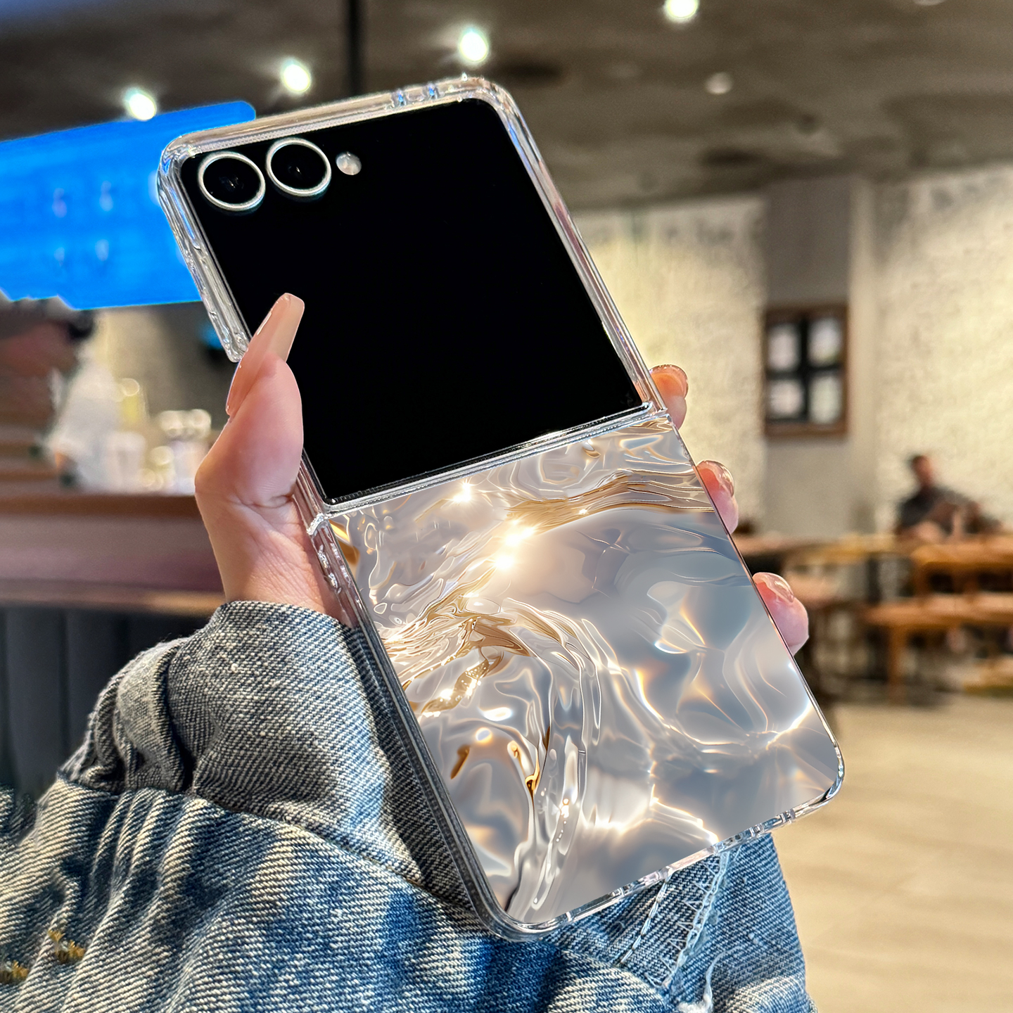 适用三星zflip7流水生金手机壳