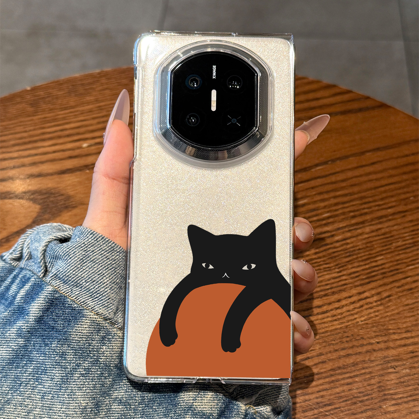 适用于华为折叠屏手机壳橙子黑猫