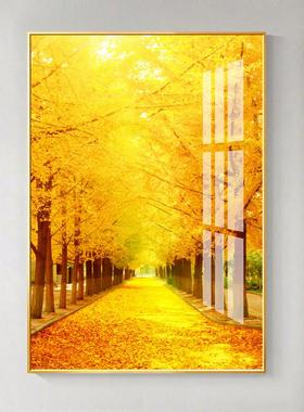 现代简约玄关装饰画轻奢入户正对墙面壁画走廊过道发财摇钱树挂画