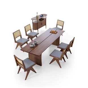 云山多功能桌简易实木餐桌灰实木茶几长方形大餐桌会议桌