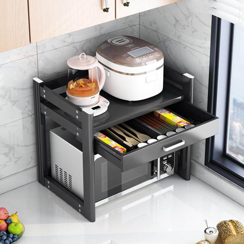 厨房微波炉置物架台面电饭煲桌面二层收纳橱柜家用带抽屉烤箱架子,厨房/烹饪用具,厨房置物架/置物柜/角架,淘宝优惠券,粉丝福利购,淘宝优惠卷