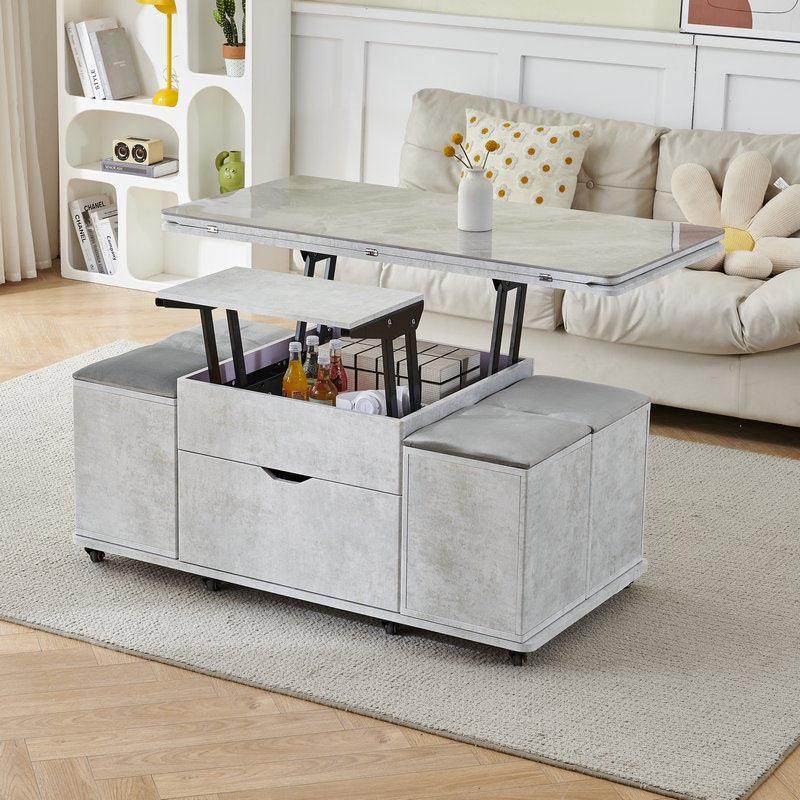 通长底板加高款升降茶几小户型多功能玻璃岩板茶几餐桌两用带凳子,住宅家具,茶几,淘宝优惠券,粉丝福利购,淘宝优惠卷