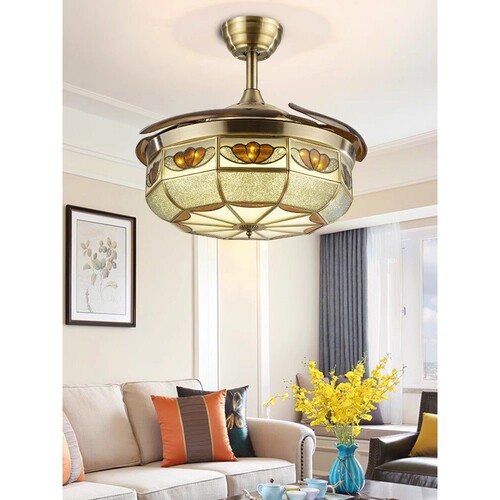 宸居全铜高端客厅吊扇灯美式电风