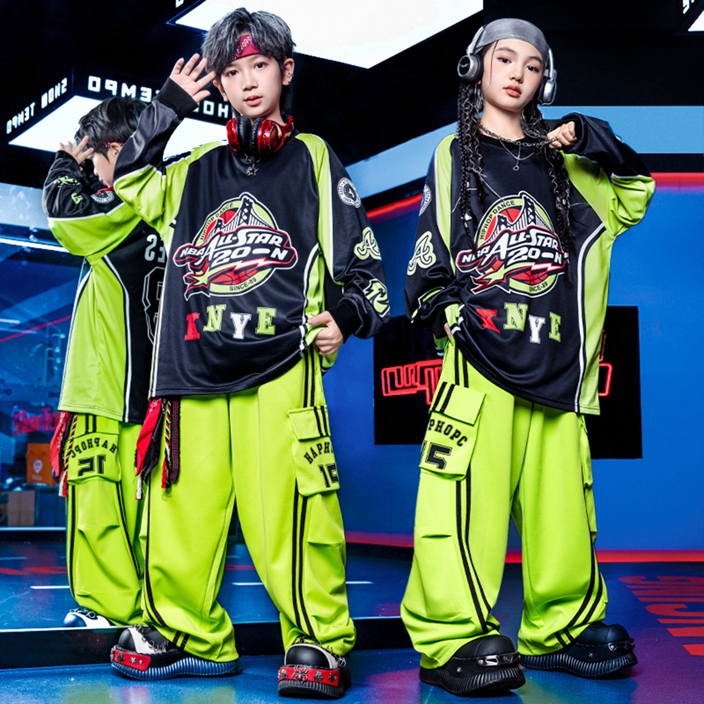 儿童街舞潮服小学生爵士舞练功服架子鼓表演服幼儿hiphop演出服酷