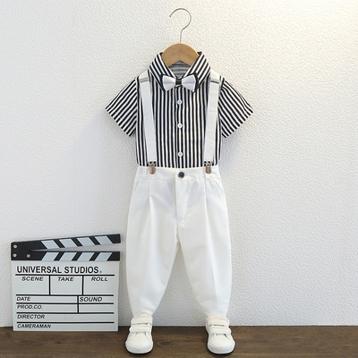 男童礼服夏季英伦风短袖背带裤