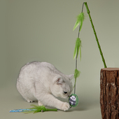 嗷呜日记熊猫逗猫棒真羽毛猫薄荷铃铛响纸长杆耐咬猫咪自嗨玩具