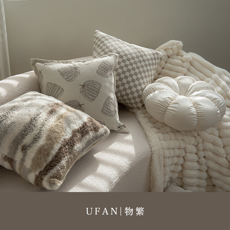 法式奶油色抱枕含芯民宿样板间软装客厅沙发靠垫现代简约提花枕套