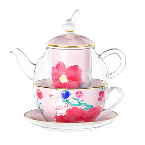 布兰兔水彩单人子母壶茶具礼盒