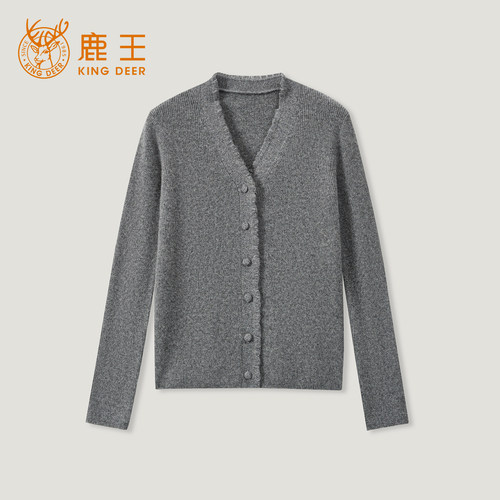鹿王100%山羊绒V领羊绒衫女款