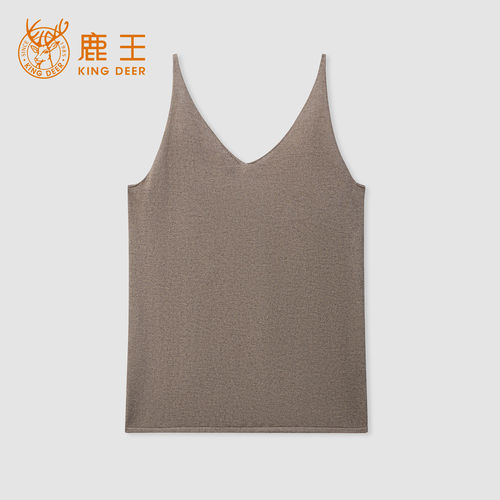 King Deer/鹿王高端桑蚕丝羊绒针织v领吊带背心女百搭可外穿打底