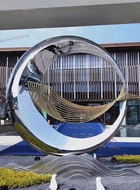 大型户外不锈钢金属镜面雕塑定制广场抽象地标性建筑景观摆件