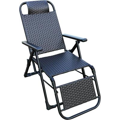 Outdoor Foldable Reclining Rattan Chair Heawy Steel Frame Ad