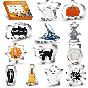 12PCS Halloween Cookie Cutter Stainless Steel Cartoon Cookie